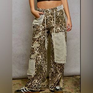 POL Leopard & Patchwork Wide Leg Pants - NWOT 🐆😻 100% cotton